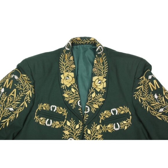 Rare Vintage Mariachi America Western Cowboy Jacket Pants Green 40W 1970s - 259 - Picture 2 of 13